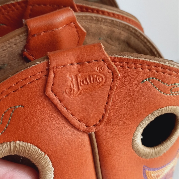 JUSTIN Stampede Kids Tan & Sunrise Dusty Leather Square Toe Western Boots 4 D - Picture 2 of 11